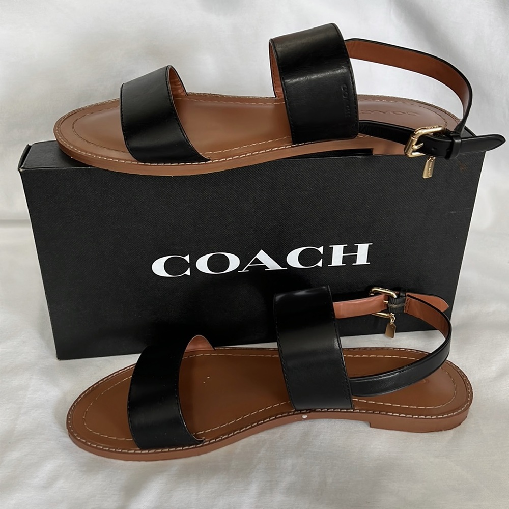 Coach Henny Leather Sandal in Black
